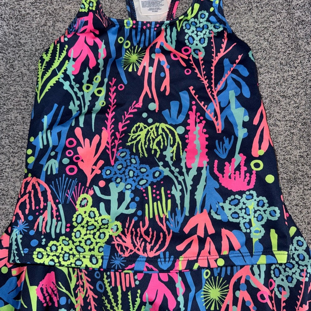 Lands' End Kids Swim Bikini - Navy with Neon Accents